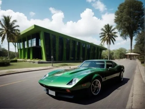 bizzarrini,classic car and palm trees,green mamba,miura,corvette stingray,ford gt 2020,corvette,pescarolo,american sportscar,ford gt40,3d rendering,verde,dusautoir,gto,roadster 75,ferrar,sportscar,corvettes,concept car,supercar car