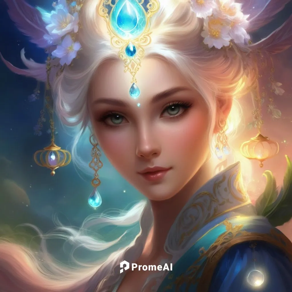 fantasy portrait,janna,elsa,inara,white rose snow queen,lumi,jaina,lakshmi,diana,blue enchantress,the snow queen,fantasy art,mystical portrait of a girl,elven flower,estess,fairy queen,priestess,zodia