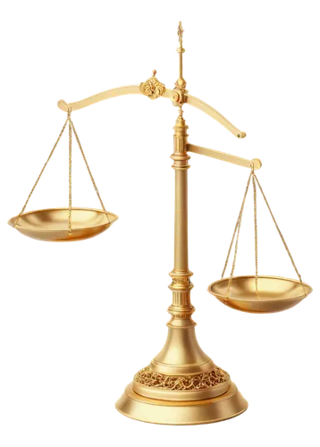 Scales of justice, law symbol, golden metal, intricate design, ornate details, pedestal base, courtroom setting, solemn atmosphere, soft lighting, 3/4 composition, shallow depth of field, warm color t