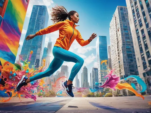 sprint woman,female runner,free running,leap for joy,middle-distance running,long-distance running,running,aerobic exercise,skittles (sport),running shoes,the festival of colors,the color run,racewalking,running shoe,image manipulation,colorful life,running fast,sports dance,woman free skating,to run,Illustration,Realistic Fantasy,Realistic Fantasy 39