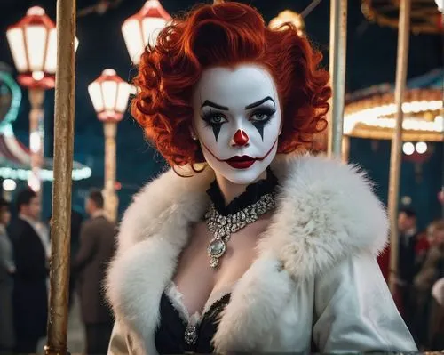 villainess,carnivale,chastain,mistah,countess,queen of hearts,cruella de ville,the carnival of venice,joyland,freakshow,femme fatale,duela,rhps,burlesque,carnivalesque,fatale,pennywise,satine,theatricality,cabaret,Conceptual Art,Sci-Fi,Sci-Fi 24