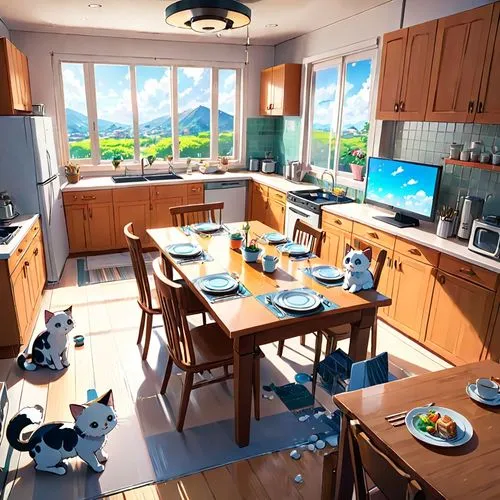 big kitchen,modern kitchen,kitchen interior,modern kitchen interior,kitchen design,kitchen,the kitchen,3d rendering,kitchen cabinet,chefs kitchen,kitchen counter,kitchen table,kitchenette,breakfast room,kitchen remodel,new kitchen,mess in the kitchen,domestic,kitchen-living room,3d rendered,Anime,Anime,Realistic