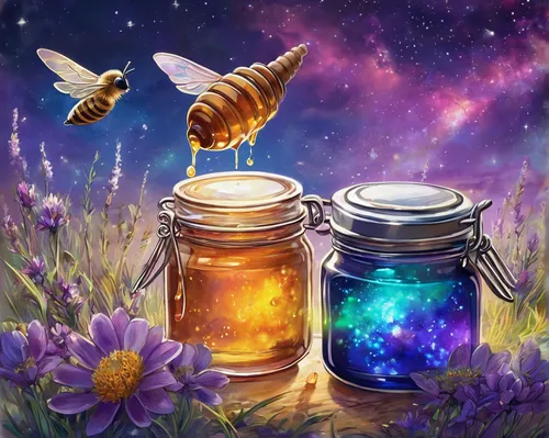 Write a heartwarming story about a small honey jar found in an abandoned meadow.,honey jars,honey jar,beekeepers,honey bees,honey bee home,apiary,beekeeping,honeybees,beekeeper,bees,bee farm,flower ho