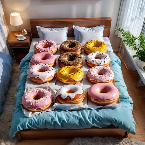 doughnuts,donuts,breakfast in bed,donut illustration,bed linen,duvet cover,baby bed,donut,bedding,doughnut,donut drawing,kanelbullar,pillows,futon pad,infant bed,bed and breakfast,sweet pastries,bed,product photos,bunk bed,Photography,General,Realistic