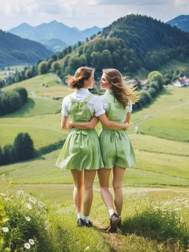 aaaa,sound of music,dirndl,countrywomen,milkmaids,two girls,Photography,Documentary Photography,Documentary Photography 14