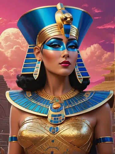 nefertiti,neferhotep,cleopatra,wadjet,asherah,pharaonic,Illustration,Retro,Retro 12