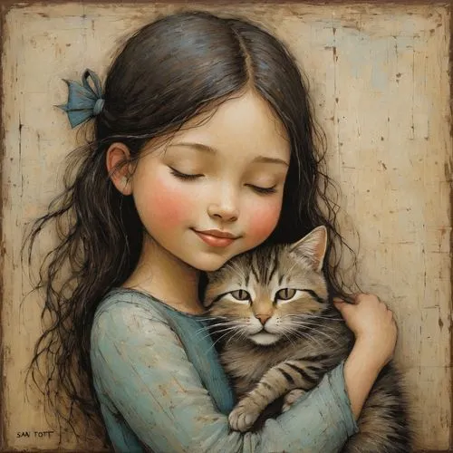 tenderness,little boy and girl,cat lovers,emile vernon,little girl and mother,vintage boy and girl,child portrait,little girls,oil painting,romantic portrait,kitten,childs,oil painting on canvas,sweetness,selanee henderon,cloves schwindl inge,little cat,the little girl,little girl,cat love,Art,Artistic Painting,Artistic Painting 49