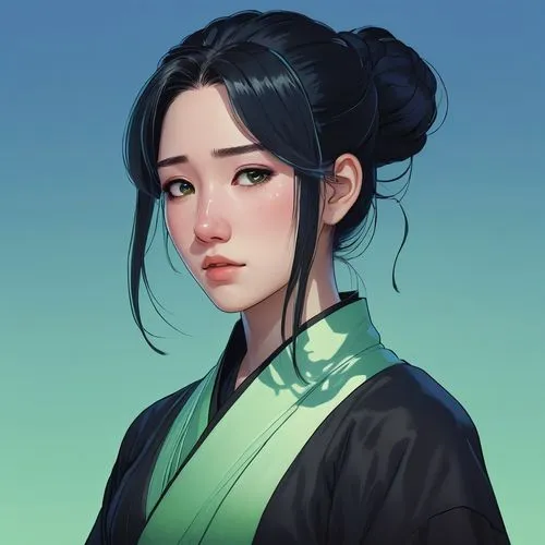 qianwen,longmei,sanxia,mulan,bingqian,zhiwen,Illustration,Japanese style,Japanese Style 21