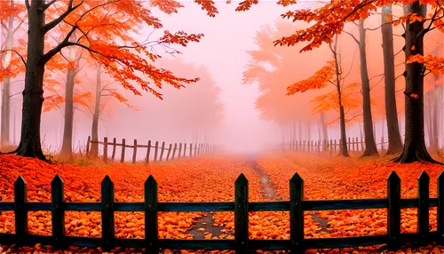 autumn background,autumn fog,autumn forest,autumn scenery,autumn landscape,fall landscape,autumn frame,autumn morning,autumn day,autumn idyll,autumn,halloween background,autumn walk,the autumn,just autumn,wooden fence,foggy landscape,autumn theme,background vector,pumpkin autumn,Illustration,Children,Children 06