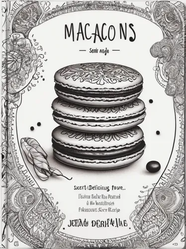 macarons,macaroons,macaron pattern,macaron,macaroon,stylized macaron,cooking book cover,cd cover,wagon wheels,french macaroons,recipe book,brigadeiros,french macarons,dorayaki,coloring book for adults,watercolor macaroon,book cover,cover,maccaron,book illustration,Illustration,Black and White,Black and White 11