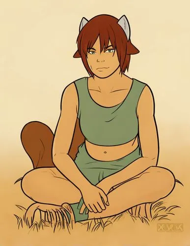 satyr,sand fox,kadyr,sits,sittin,ricken,Illustration,Japanese style,Japanese Style 06