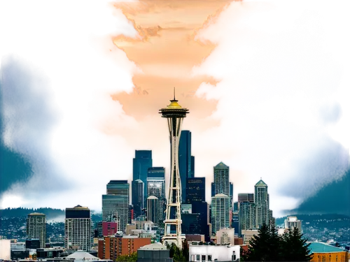 seattleite,space needle,seattle,seattlepolitics,artthielseattle,seattleites,sealth,transamerica,skyline,wkrp,portlanders,rainier,the needle,city in flames,durkan,belltown,ranier,cascadia,yesler,city scape,Art,Classical Oil Painting,Classical Oil Painting 02