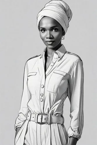 fashion vector,african woman,laundress,african american woman,nurse uniform,audrey hepburn,girl on a white background,beret,girl in a historic way,nigeria woman,daisy jazz isobel ridley,stewardess,mali,headscarf,60's icon,turban,vintage female portrait,afroamerican,botswana,a uniform,Digital Art,Line Art