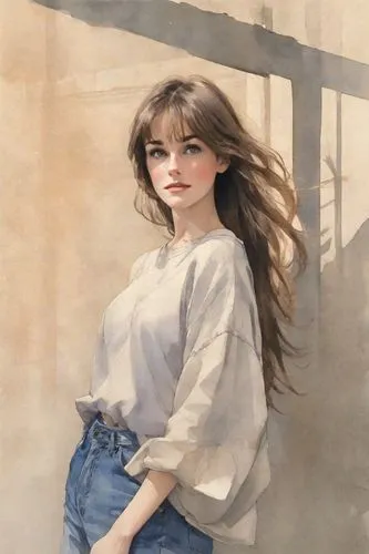 oil painting,photo painting,young woman,female model,portrait of a girl,audrey hepburn,girl portrait,girl in a long,portrait background,oil painting on canvas,romantic portrait,painting,art model,vintage woman,farrah fawcett,oil on canvas,artist portrait,young lady,oil paint,painter doll,Digital Art,Watercolor