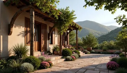 provencal,home landscape,provence,landscaped,cottage garden,bougainvilleans,provencal life,lefay,house in the mountains,patios,roof landscape,landscaping,monastery garden,mountain settlement,summer cottage,auberge,alpine landscape,render,rouran,beautiful home