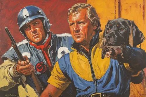 *KEN HOWARD RA (b.1932) - Image 2 of 2,rescue workers,volunteer firefighters,blue-collar,firefighters,construction workers,first responders,rescue service,hound dogs,firemen,schutzhund,hunting dogs,oi