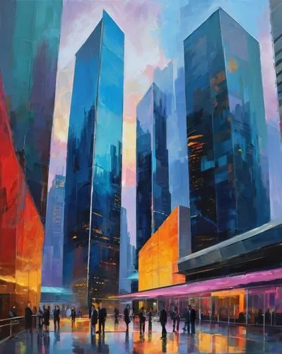 colorful city,skyscrapers,cityscape,city scape,cybercity,cityscapes,abstract corporate,futuristic landscape,cityzen,hypermodern,world digital painting,sky city,futuristic architecture,monoliths,tall buildings,futuristic art museum,city buildings,megacorporation,city skyline,glass building,Conceptual Art,Oil color,Oil Color 20