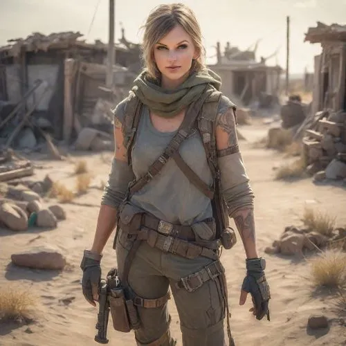 a woman,piper,female warrior,combat medic,mad max,desert fox,girl with a gun,wasteland,girl with gun,fallout4,mara,huntress,post apocalyptic,nomad,ranger,woman holding gun,fallout,mercenary,scarf,fema