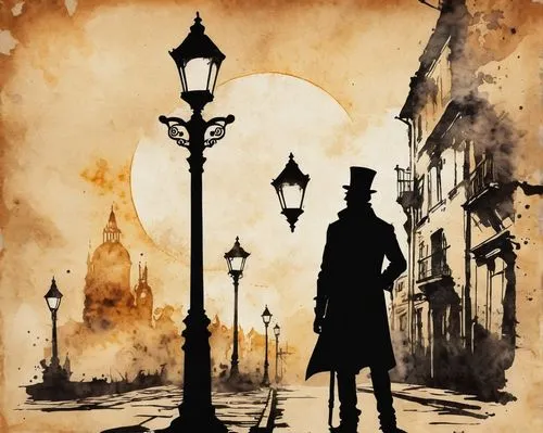 gas lamp,gaslight,sherlock holmes,lamplighter,baskerville,lamplighters,Conceptual Art,Graffiti Art,Graffiti Art 12