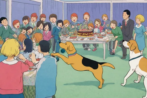 A hilarious 9 gag about a clumsy but lovable dog causing chaos at a birthday party.,dog cafe,dogshow,kennel club,dog school,ginger family,dog sports,thanksgiving,a party,family dog,thanksgiving dinner