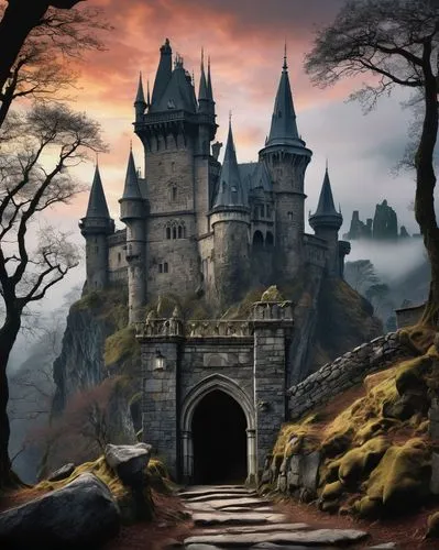 fairy tale castle,fairytale castle,haunted castle,castle of the corvin,hogwarts,fantasy picture,diagon,ghost castle,knight's castle,nargothrond,castledawson,castle,castlelike,medieval castle,fairy tale,witch's house,castles,castel,fantasy landscape,castletroy,Illustration,Black and White,Black and White 25