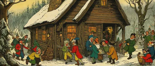 carolers,vintage christmas card,carol singers,christmas carol,christmas scene,the occasion of christmas,the pied piper of hamelin,christmas carols,vintage christmas,christmas vintage,children's christmas,nordic christmas,winter village,christmas manger,vintage illustration,pilgrims,yule,saint nicholas' day,snow scene,nativity village,Art,Classical Oil Painting,Classical Oil Painting 39