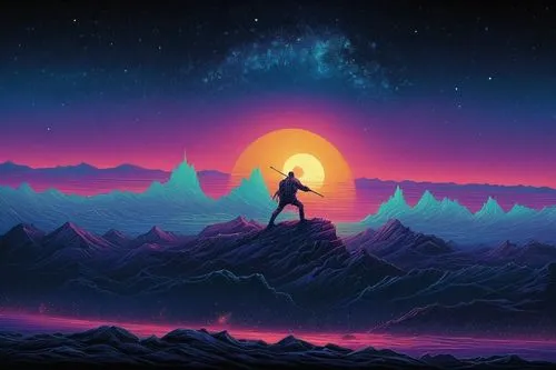 beautiful wallpaper,silhouette art,moon walk,unicorn background,violinist violinist of the moon,fantasia,horizon,space art,man silhouette,sagittarius,vast,hd wallpaper,dune,would a background,moonwalk,the wanderer,desktop wallpaper,moonwalked,silhouette,retro background,Illustration,Realistic Fantasy,Realistic Fantasy 25