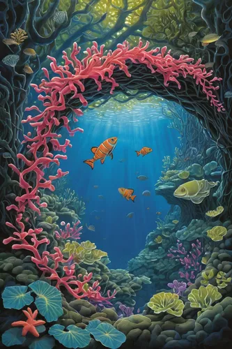 coral reef,underwater landscape,underwater background,school of fish,coral fish,underwater oasis,aquarium,deep coral,koi pond,under the sea,aquarium inhabitants,ocean floor,fishes,coral reefs,sea-life,coral,marine biology,underwater fish,underwater world,aquaculture,Illustration,Children,Children 03