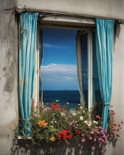 window with sea view,sicily window,window curtain,window to the world,window treatment,window covering,french windows,bedroom window,the window,open window,window,window seat,window view,window with shutters,flowers frame,flower frame,window sill,window transparent,window front,transparent window,Conceptual Art,Graffiti Art,Graffiti Art 05