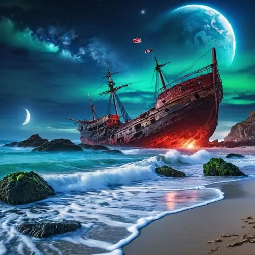 ghost ship,ship wreck,fantasy picture,shipwreck,shipwrecked,sea fantasy,Photography,General,Realistic