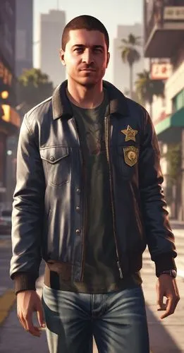 GTA 5
,jean jacket,fallout4,policeman,blue-collar worker,cargo pants,gangstar,a pedestrian,ballistic vest,action-adventure game,background image,fresh fallout,yellow jacket,male character,main charact