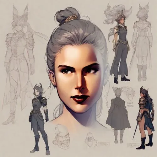 concept art,princess leia,costume design,fairy tale icons,cg artwork,huntress,cosmetic,mara,oracle girl,neottia nidus-avis,female warrior,game art,concepts,dark elf,custom portrait,grey fox,symetra,elven,cosmetic brush,game character,Digital Art,Character Design