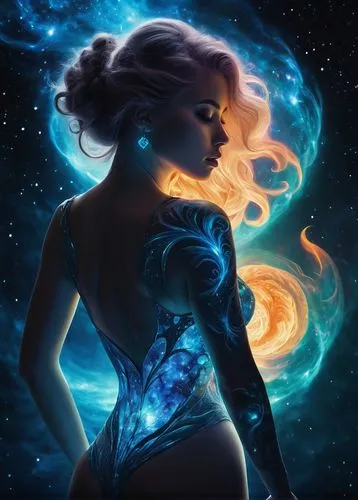 andromeda,chandra,fantasy woman,star mother,cosmogirl,nebula guardian,Illustration,Abstract Fantasy,Abstract Fantasy 14