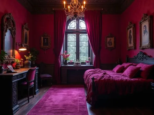 victorian room,ornate room,bedroom,dark pink in colour,great room,danish room,chambre,bedchamber,royal interior,the little girl's room,sitting room,bedrooms,dark pink,children's bedroom,chateau margaux,interior decor,interiors,victorian,sleeping room,rococo,Photography,General,Realistic