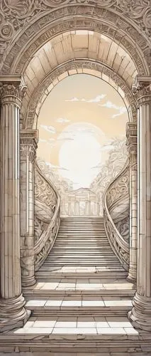 archways,entranceways,cochere,hall of the fallen,staircase,outside staircase,marble palace,doorways,entranceway,neoclassical,backgrounds,stone stairway,versailles,the threshold of the house,enfilade,background design,celsus library,stairway,archly,circular staircase,Illustration,Black and White,Black and White 05