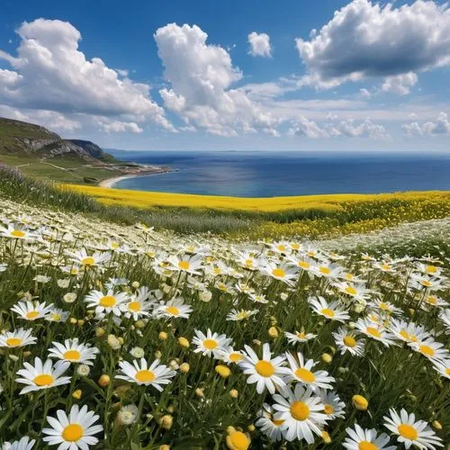 sea of flowers,australian daisies,daisies,blanket of flowers,flower field,daisy flowers,field of flowers,cape marguerites,pyrethrum,white daisies,seaside daisy,sun daisies,the valley of flowers,flower meadow,wildflowers,oxeye daisy,yellow daisies,splendor of flowers,ox-eye daisy,windows wallpaper,Photography,General,Realistic