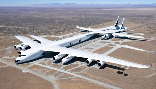 Stratolaunch, the world's biggest airplane, takes flight,boeing e-3 sentry,lockheed c-141 starlifter,boeing e-4,northrop grumman,general atomics mq-1 predator,lockheed c-5 galaxy,boeing x-37,general a