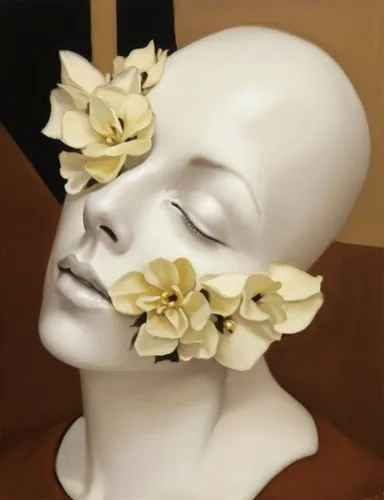 keep it as original. ,a painting of a woman wearing white flowers in her hair,flowers png,floral skull,gardenia,gardenias,ikebana,artificial flowers,Art,Artistic Painting,Artistic Painting 01