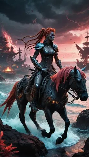 black horse,boudicca,fantasy picture,bronze horseman,neverwinter,darksiders,fantasy art,boudica,horseback,darkfall,horsewoman,epica,horseman,darkhorse,boadicea,bay horses,sleipnir,trine,warhorses,sirenia,Illustration,Realistic Fantasy,Realistic Fantasy 47