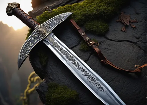 excalibur,king sword,hunting knife,scabbard,bowie knife,serrated blade,sword,blade of grass,sward,awesome arrow,sabre,dane axe,swords,herb knife,dagger,longbow,silver arrow,highlander,blades of grass,broadaxe,Illustration,Paper based,Paper Based 10