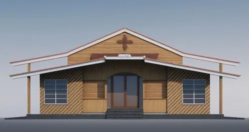 the building is made up of wood and has several windows,wooden church,sketchup,prefabricated buildings,wooden facade,tabernacle,passivhaus,Photography,General,Realistic