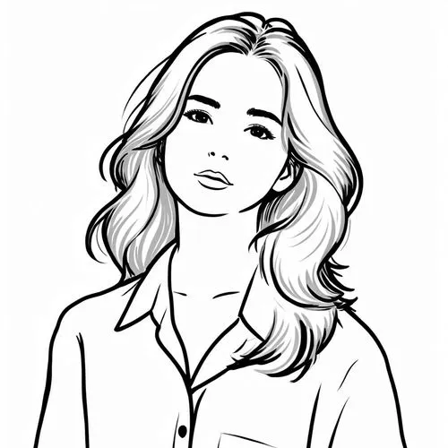 女生，白色衬衫，黑白，线稿，线条艺术,this coloring page is the only way to see a female avatar,office line art,angel line art,scully,rotoscoped,lineart,line art,Design Sketch,Design Sketch,Rough Outline