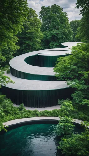 infinity swimming pool,swim ring,crescent spring,futuristic architecture,japanese architecture,futuristic art museum,japanese zen garden,green waterfall,archidaily,aileron,futuristic landscape,zen garden,helix,serpentine,japan garden,green space,fountainhead,green forest,japanese garden ornament,kirrarchitecture,Photography,Documentary Photography,Documentary Photography 14