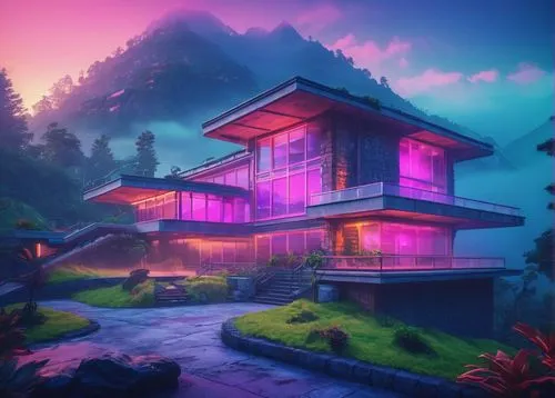 dreamhouse,tropical house,house in mountains,lonely house,house in the mountains,electrohome,teahouse,house by the water,modern house,chalet,wooden house,beautiful home,mountain huts,kinkade,pink dawn,floating huts,the cabin in the mountains,summer cottage,little house,apartment house,Conceptual Art,Sci-Fi,Sci-Fi 27