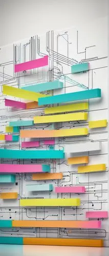 Modern software architecture diagram, clean minimalist background, whiteboard, colorful sticky notes, technical scribbles, 3D boxes representing servers, lines connecting components, arrows indicating