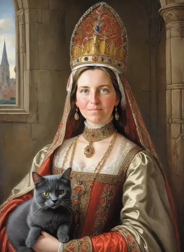 gothic portrait,portrait of christi,cat european,cat portrait,joan of arc,the prophet mary,hieromonk,romantic portrait,puszta,cat image,orthodoxy,girl in a historic way,russian folk style,portrait of a girl,portrait of a woman,to our lady,romanian orthodox,cat mom,cat sparrow,cat