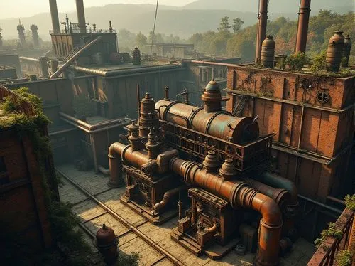 industrial landscape,ironworks,cryengine,industrial ruin,heavy water factory,dishonored,steampunk,oddworld,refinery,wastelands,waggonfabrik,holsworth,bioshock,furnaces,precipitator,steamboy,industrial plant,manufactory,cosmodrome,smeltery,Photography,General,Realistic