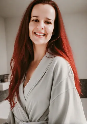 bathrobe,red hair,killer smile,redhair,pajamas,red-haired,daisy jazz isobel ridley,kimono,crinkle,elenor power,princess sofia,a princess,pjs,hospital gown,onesie,adorable,porcelain doll,pj,a smile,beautiful woman