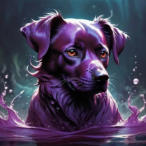 water dog,dog in the water,dog illustration,kelpie,australian kelpie,retriever,blood hound,purple background,canidae,water creature,posavac hound,purple,twitch icon,black shepherd,canine,spaniel,labrador,companion dog,blue picardy spaniel,labrador retriever,Conceptual Art,Fantasy,Fantasy 17