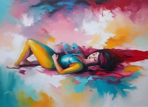 Passion  Painting Abstract Body Art Oil Painting
,woman laying down,dream art,girl lying on the grass,pintura,nielly,woman on bed,art painting,girl upside down,oil painting on canvas,toucouleur,bunel,